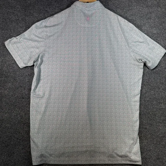 Johnnie-O Springwood Performance Polo Shirt Mens Large Porto Pink Geometric Golf - Picture 3 of 9